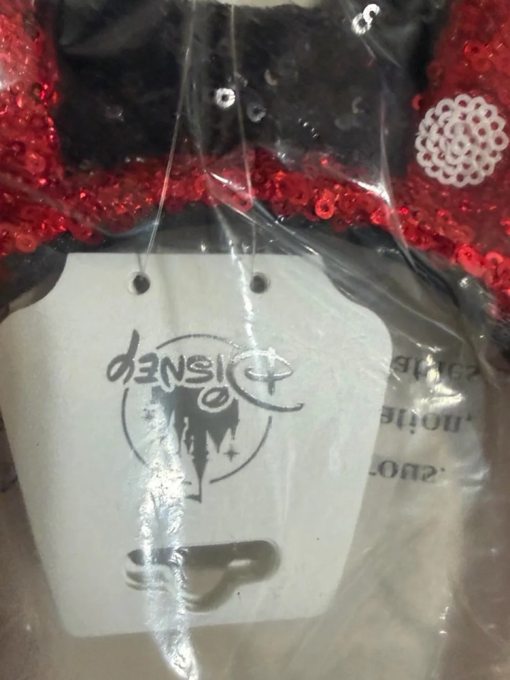 Disney Red Sequin Polka Dot Minnie Ears Headband with Black Trim